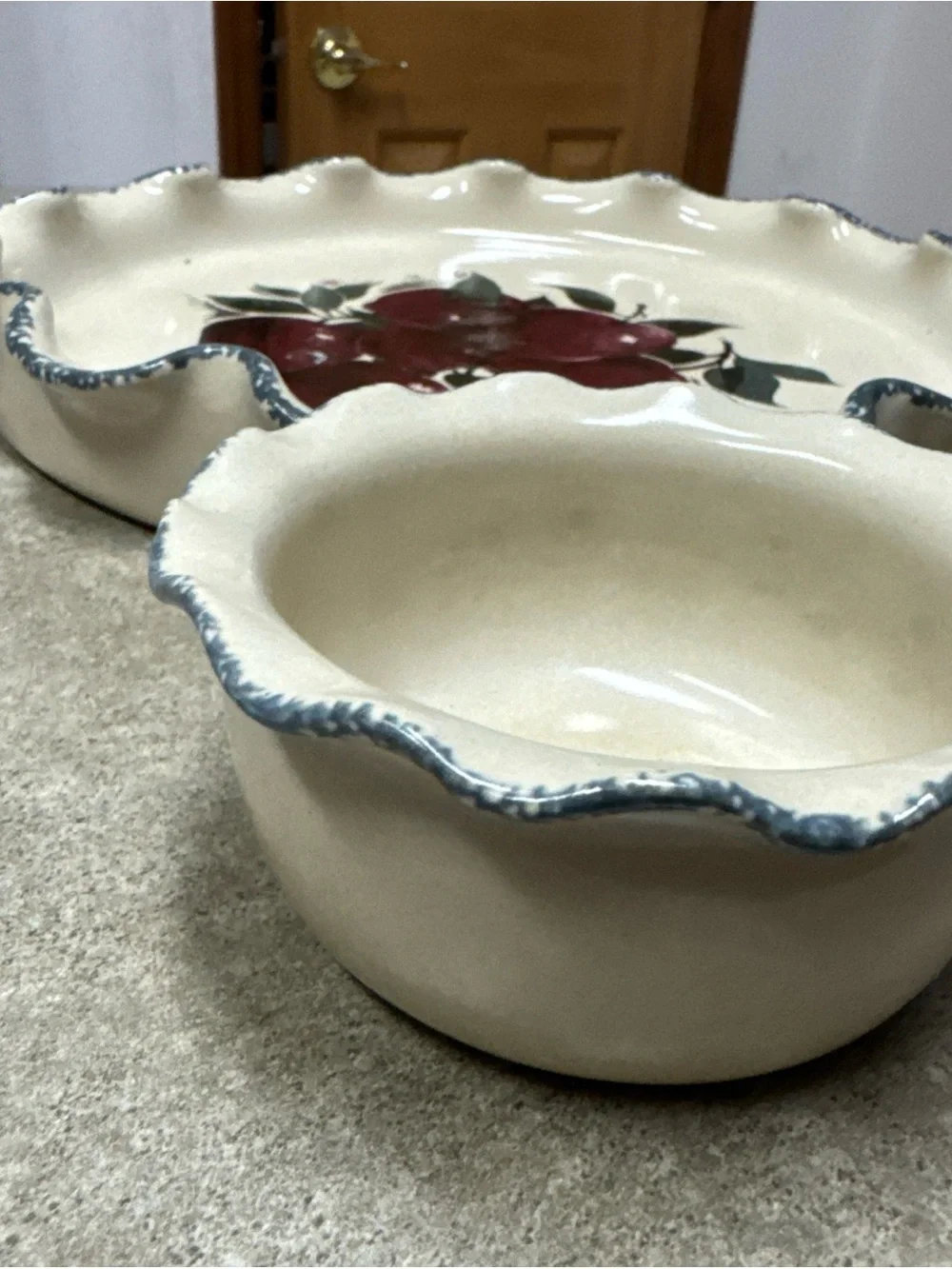 Vintage Home & Garden Party Chip N Dip Set Apple Design Pottery Home & Interiors